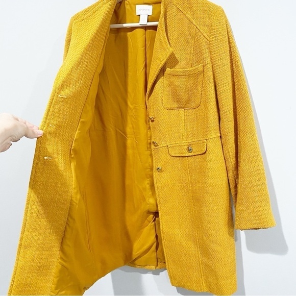 CHICO’S Modern Textured Topper Jacket Long Sleeve Yellow Gold Size 0 US 4 Small - Picture 5 of 12